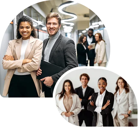 Collage of business professionals ready to work