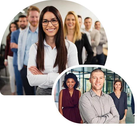 Smiling professional woman leading her team