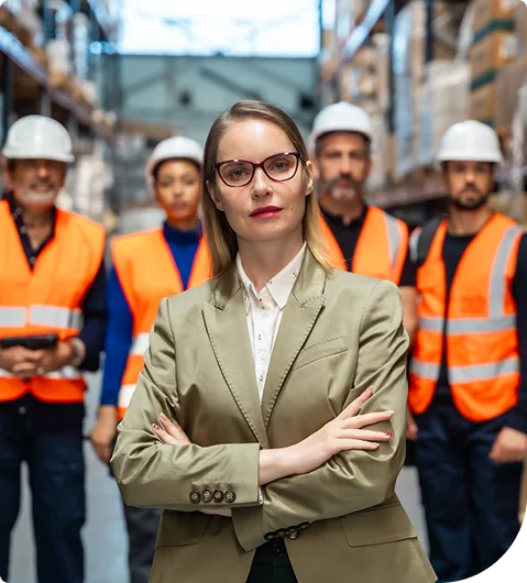 Staffing manager with general labour workers in a Richmond warehouse